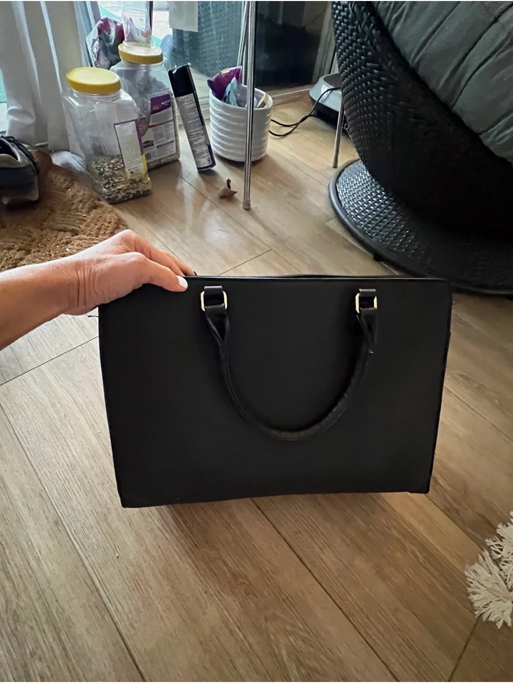Professional Black Laptop Bag with Exterior Pocket and cute bow